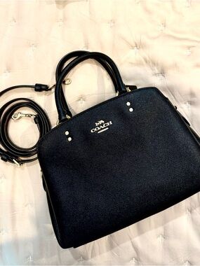 COACH Black Saffiano Leather Satchel with Crossbody strap NEW wTags